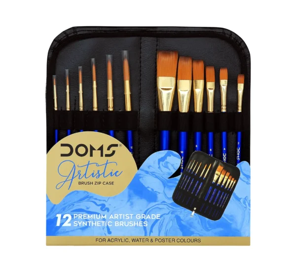 DOMS Paint Brushes Set of 12 with Elite Zip Case